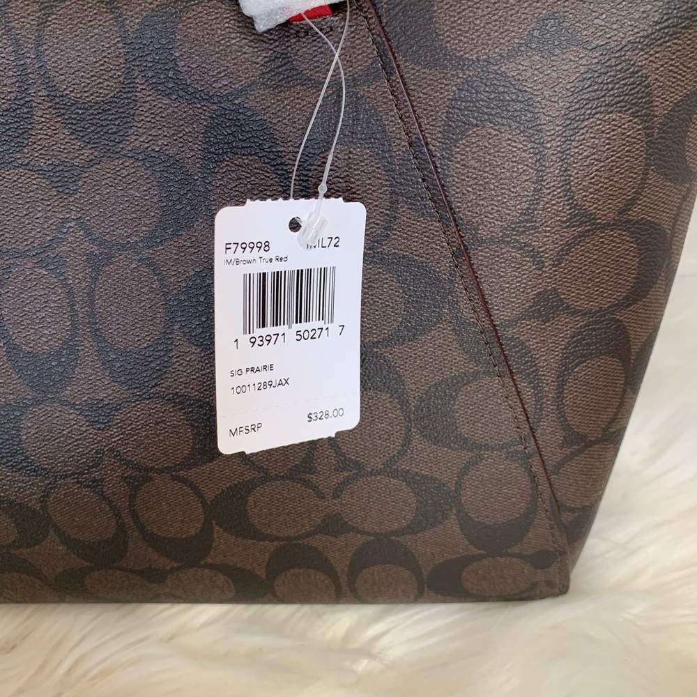 Coach Prairie Satchel Signature Canvas Brown Red - Picture 5 of 7